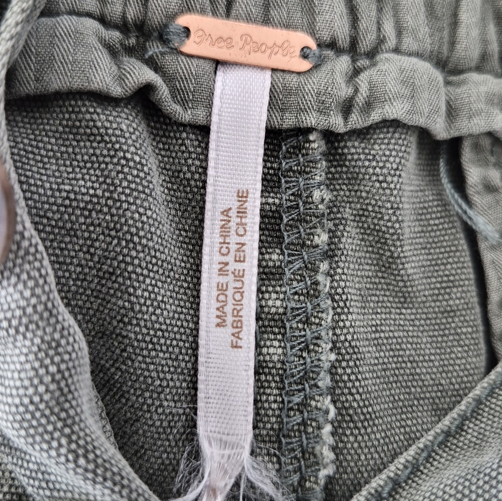 Free People "Sugar Kelp Green" Textured Pants - Picture 2 of 4